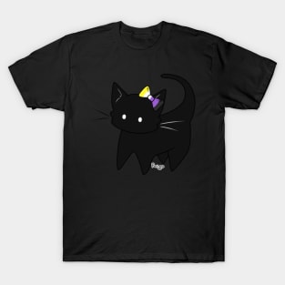 Nonbinary Pride Ear Bow Kitty T-Shirt